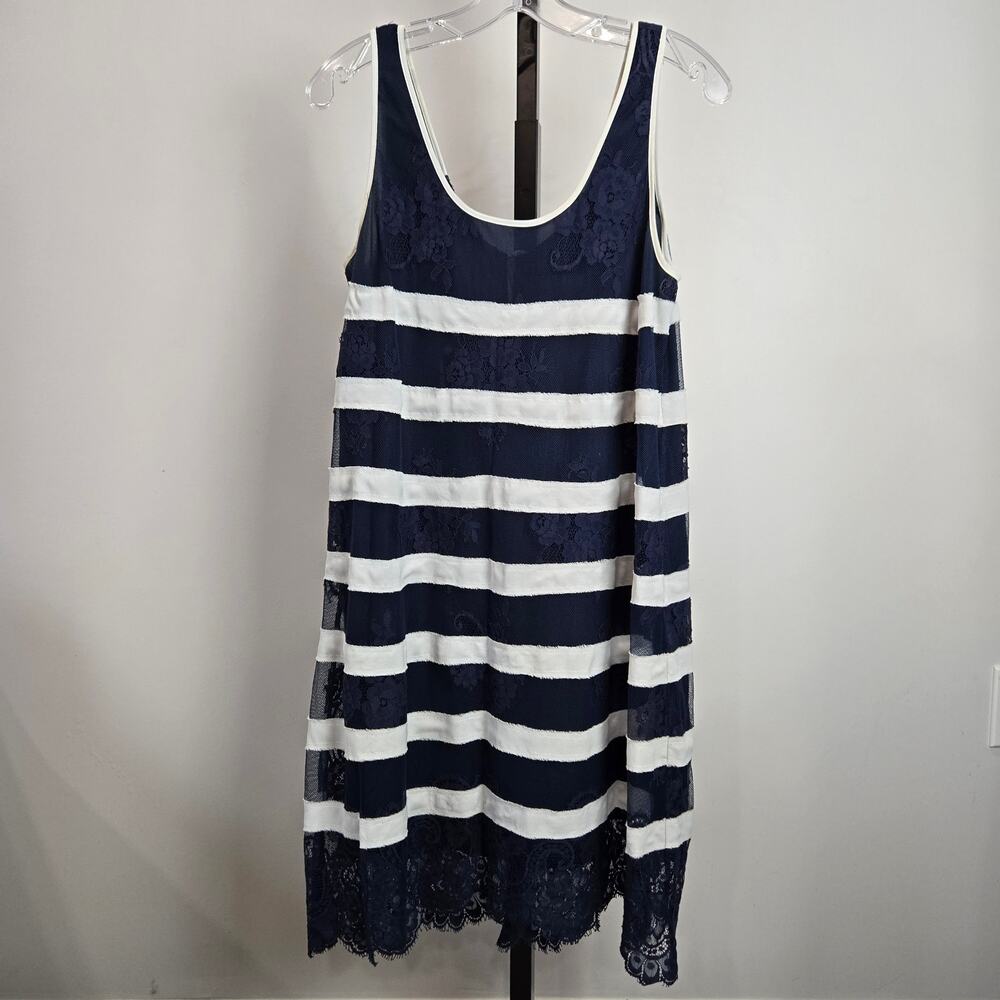 BCBGMaxazria Augustin Dress Striped‎ Lace Sleeveless Loose Fit Nautical Medium